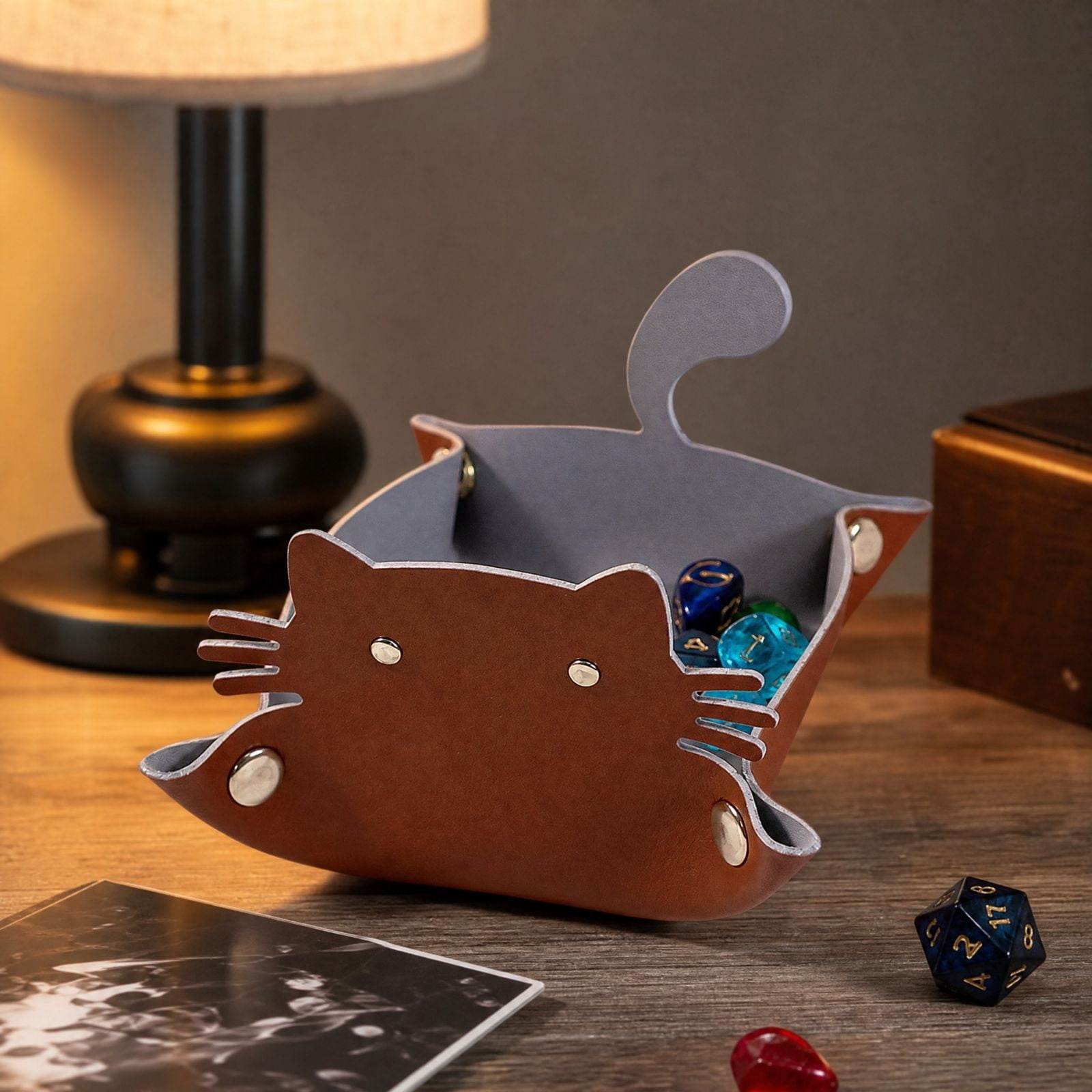 Foldable PU Leather Dice Tray 8x5.5 Inches, Cute Snap Button Storage ...