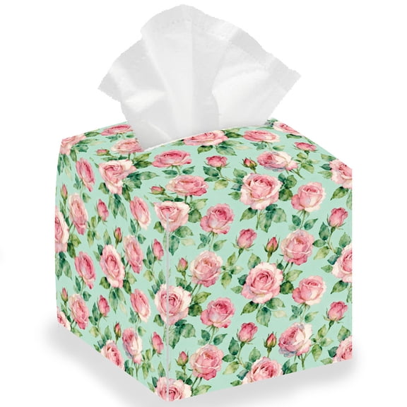 Foldable PU Leather Tissue Storage Box Paper Towel Case Container Organizer June Rose Finished Product: 132x132x132mm