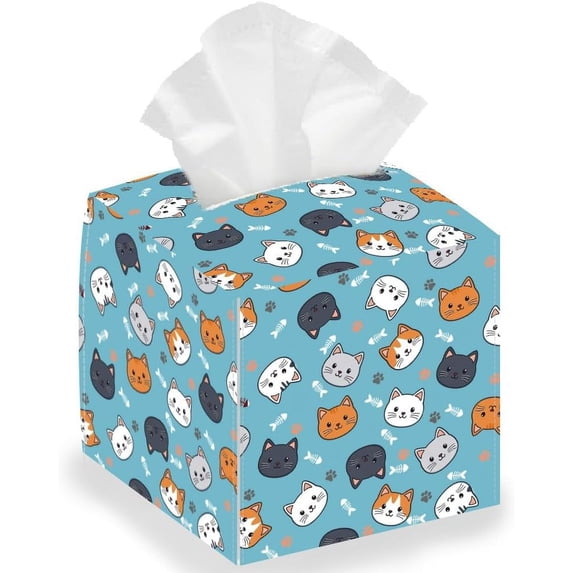 Foldable PU Leather Tissue Storage Box Paper Towel Case Container Organizer Owl Finished Product: 132x132x132mm