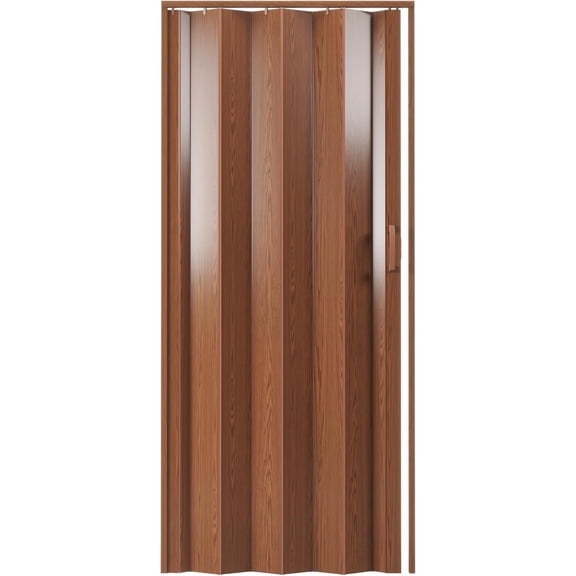 Foldable PVC Accordion Door - Privacy Room Divider for Internal Use (Walnut, 48")