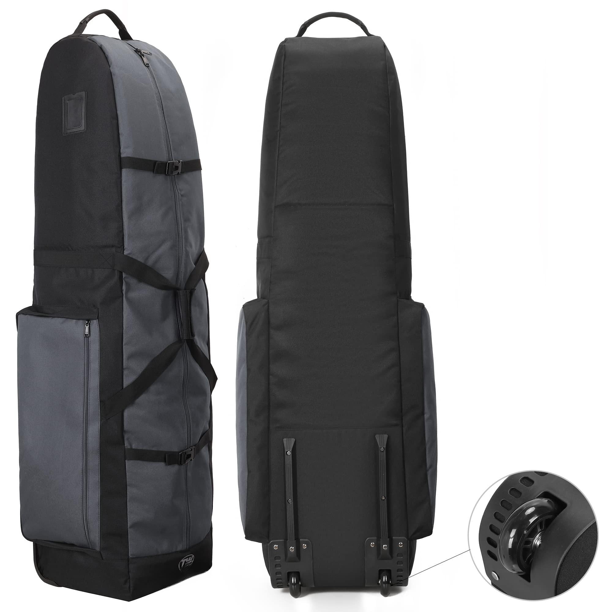 Foldable Padded Golf Travel Bag  Heavy Duty 900d Polyester Club Waterproof Carry Cart With Wheels Soft-sided Spacial Size For Gear Transportation