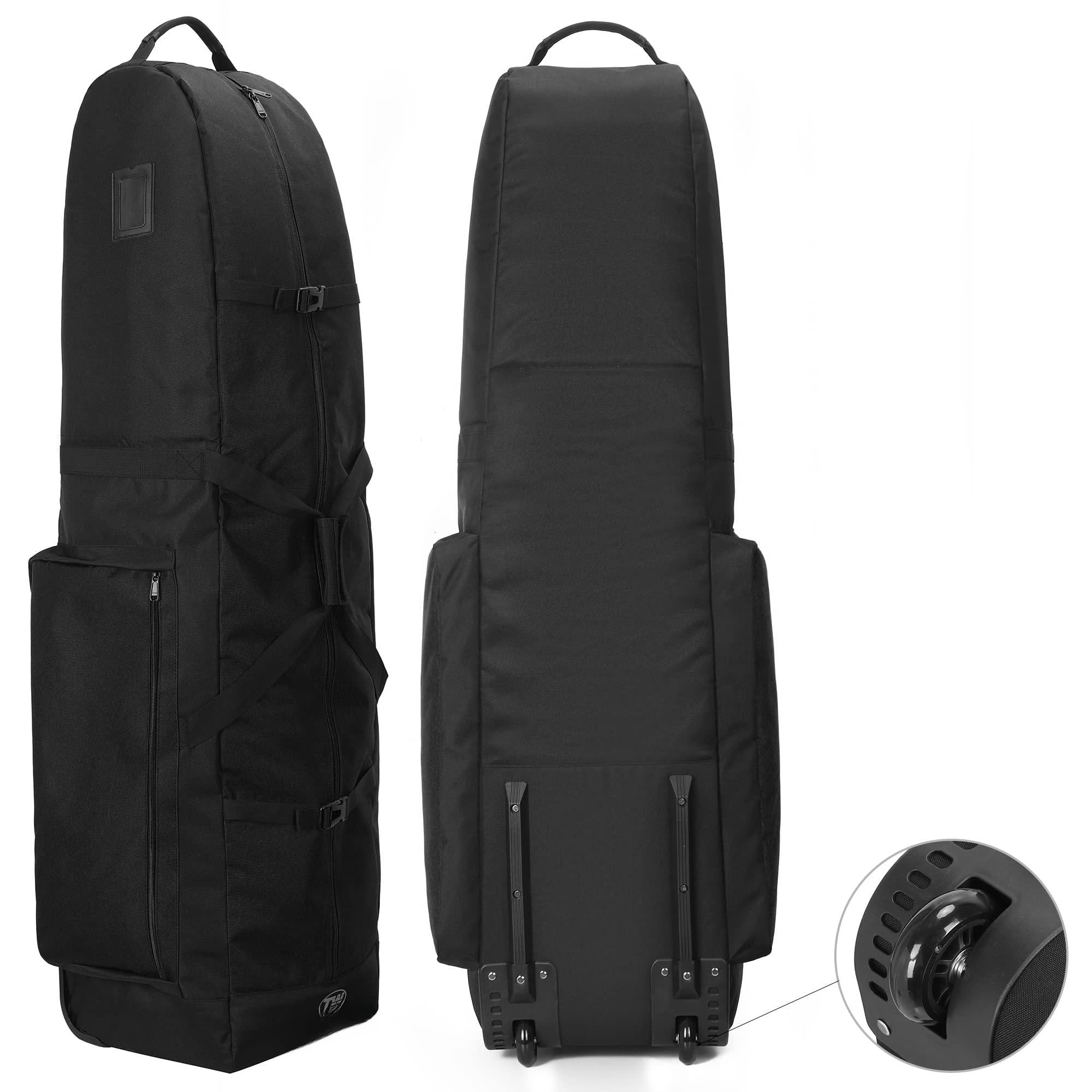 Foldable Padded Golf Travel Bag  Heavy Duty 900d Polyester Club Waterproof Carry Cart With Wheels Soft-sided Spacial Size For Gear Transportation