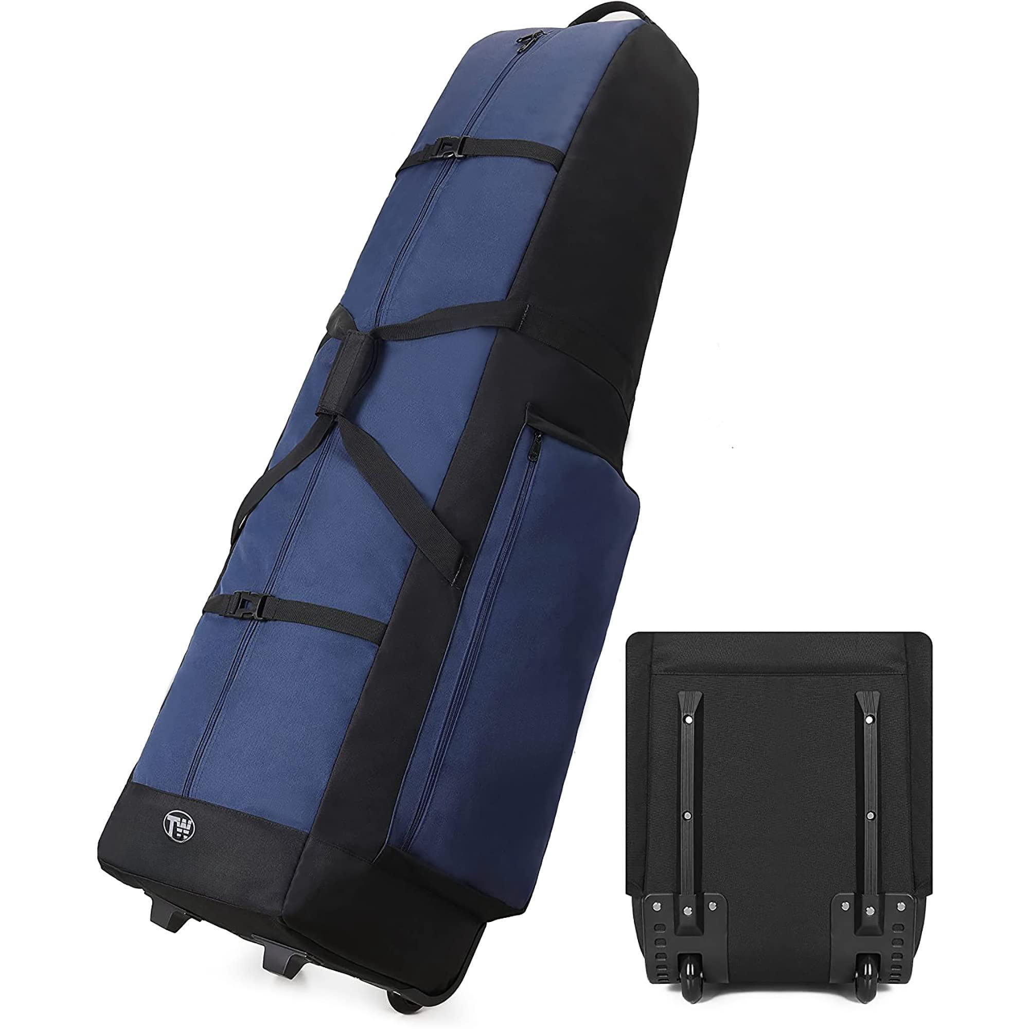 Foldable Padded Golf Travel Bag  Heavy Duty 900d Polyester Club Waterproof Carry Cart With Wheels Soft-sided Spacial Size For Gear Transportation