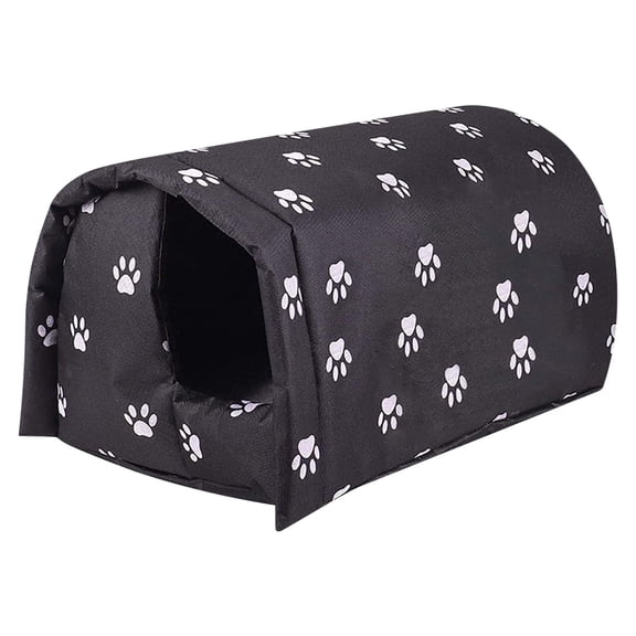 Foldable Padded Outdoor Stray Animal Shelter, Windproof Winter Warm & Sun Protection Pet House, Weather Resistant Foldaway Rest Hut For Stray Cats Small Pets Outdoor All-Season Shelter-(M)