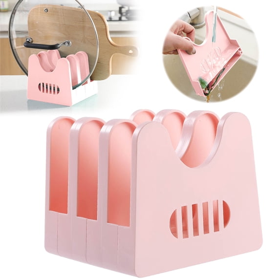 Foldable Pan Rack, Multi-Functional Pot Lid Organizer with Tray, Kitchen Storage Rack for Pots, Pans, Cutting Boards, Bakeware, Cookie Sheets, Plates – Space-Saving and Portable