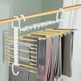 thumbnail image 1 of Foldable Pants Hanger, Space Saving Closet Organizer, Stainless Steel Rack for Multi Purpose Home and Travel Storage, 1 of 6