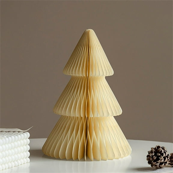 Foldable Paper Christmas Tree Decoration 3D Honeycomb Holiday Table Centerpiece Reusable Festive Ornament for Home Office Parties