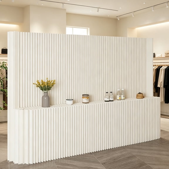 Folding Paper Room Divider with Display Stand – No Assembly Required, Space-Saving, Bendable Design, Double-Sed as Divider or Display Rack