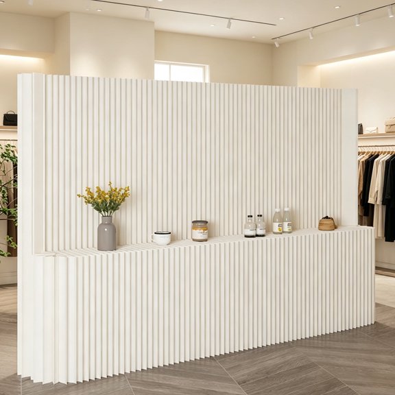 Folding Paper Room Divider with Display Stand – No Assembly Required, Space-Saving, Bendable Design, Double-Sed as Divider or Display Rack