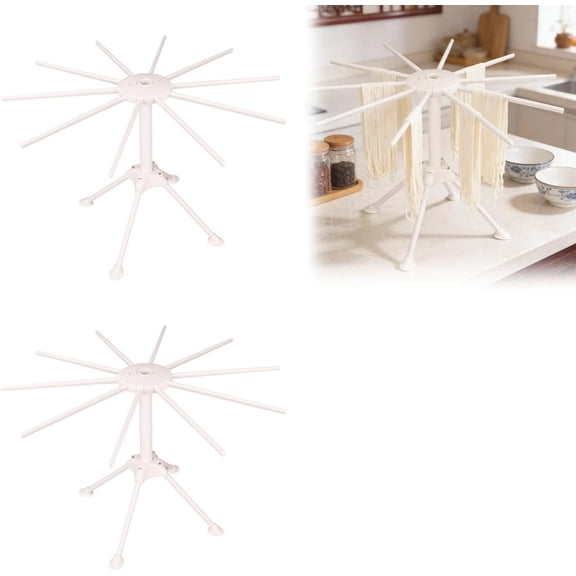 Foldable Pasta Drying Rack 10 Arms Plastic Noodle Dryer Stand for Fresh Homemade Pasta Small Kitchen Storage