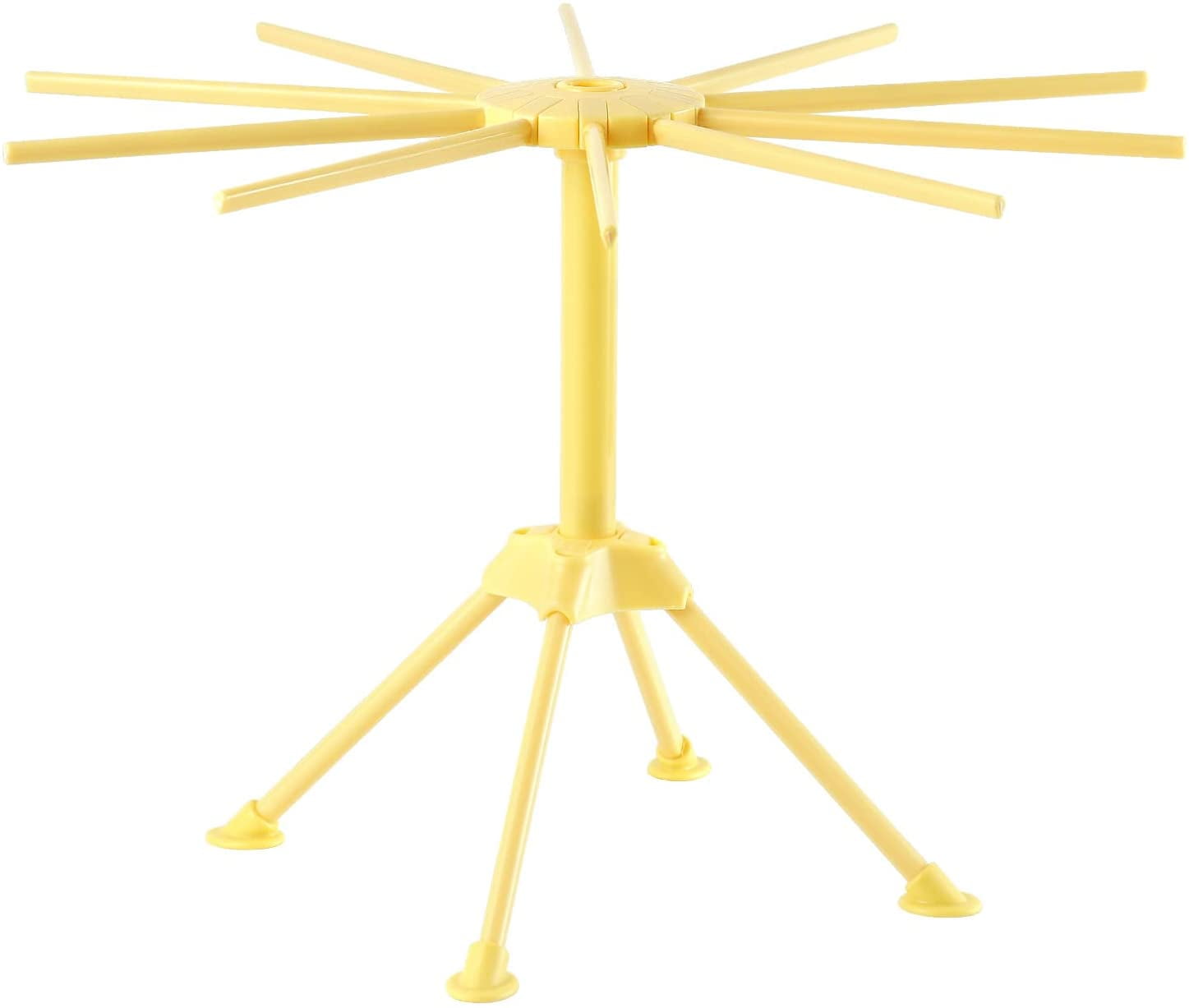 Yellow Collapsible Plastic Pasta Drying Rack with 10 Arms