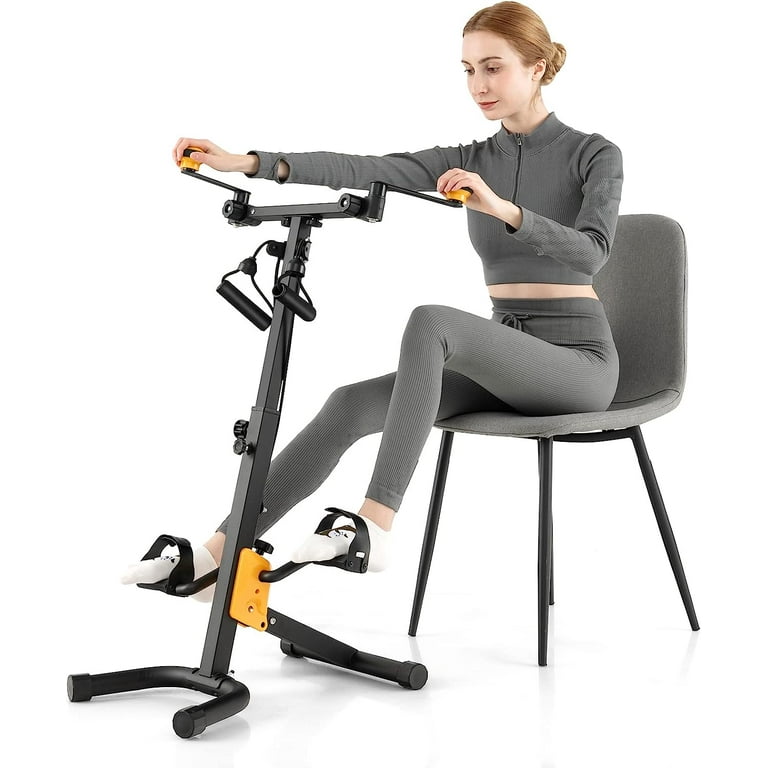 Foldable Pedal Exerciser for Seniors Hand Arm Leg Knee Physical Therapy Exercise Bike w Adjustable Height Handgrip Resistance Band Recovery Home Workout Equipment for Elderly Walmart