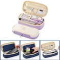 thumbnail image 1 of Foldable Pencil Case Zipper Big Capacity Aesthetic Canvas Pencil Pouch Compartments Stationery Organizers Pen Bag for Kids Girls Boys Teen Child Student School Supplies Makeup Bags,Purple Pink, 1 of 6