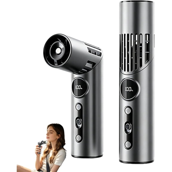 Foldable Personal Fan, 2-in-1 Rotating Cooling Fan with Flashlight & USB-C Charging(Black)