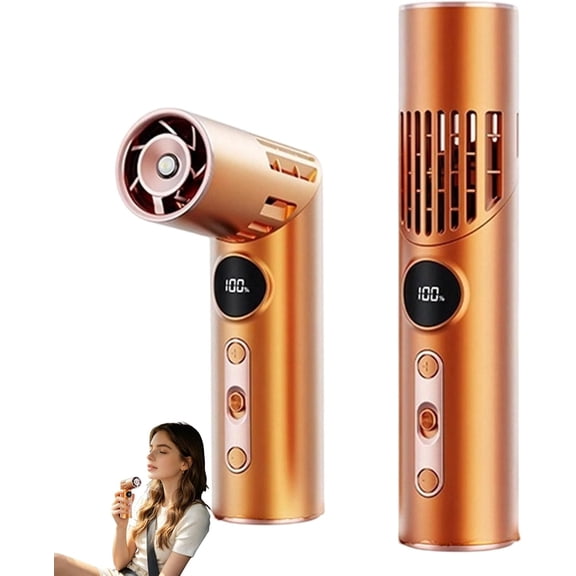 Foldable Personal Fan, 2-in-1 Rotating Cooling Fan with Flashlight & USB-C Charging(Orange)