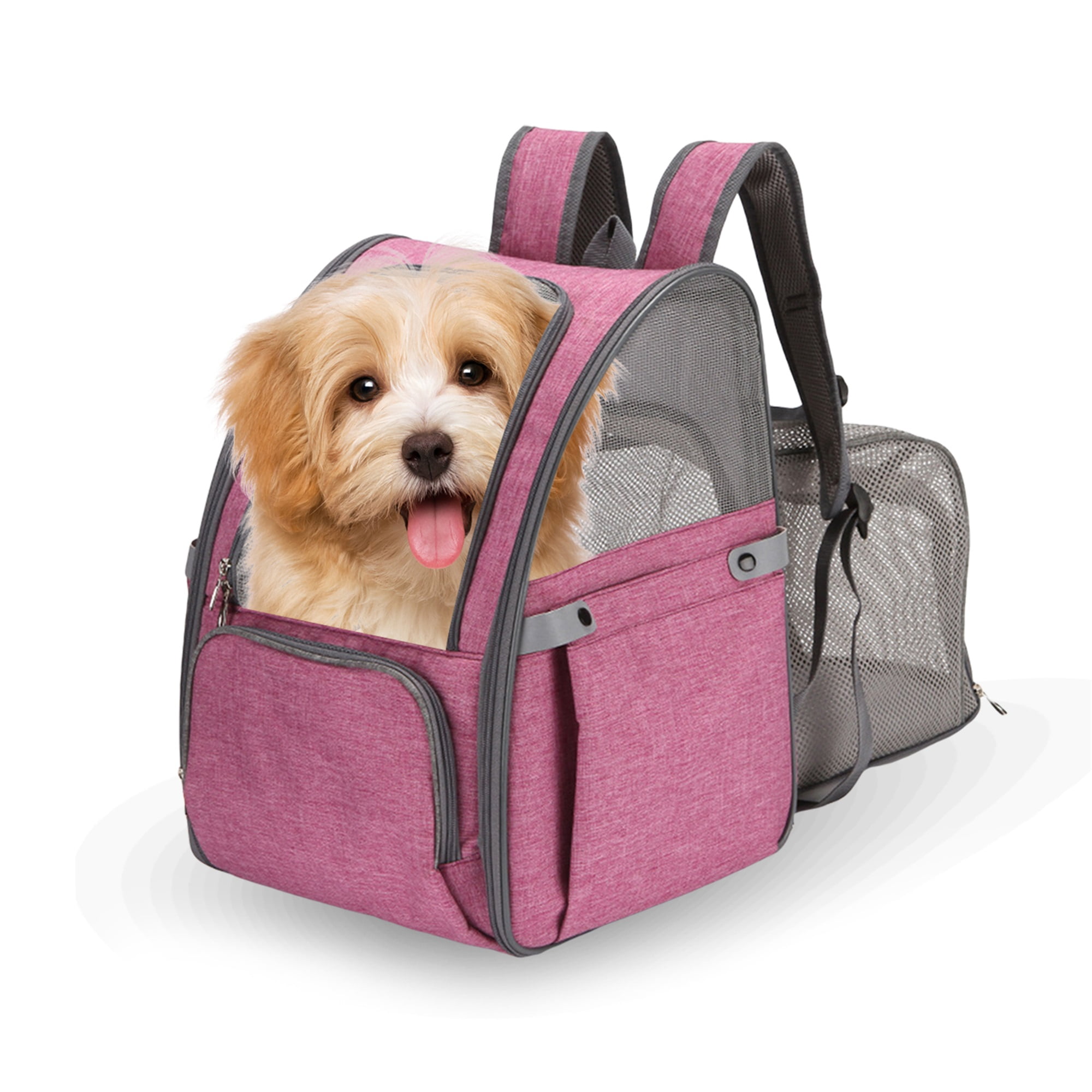Foldable Pet Backpack, SeeThrough Mesh Patchwork Dog Backpack Portable
