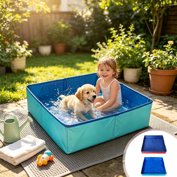 Foldable Pet Bath Tub, Collapsible Dog Washing Tub, Portable Paw Cleaning Pool for Small Dogs Cats Toddlers, Quick Setup Lightweight for Home Garage Storage, Multi-Use Pet & Kids Water Play Basin