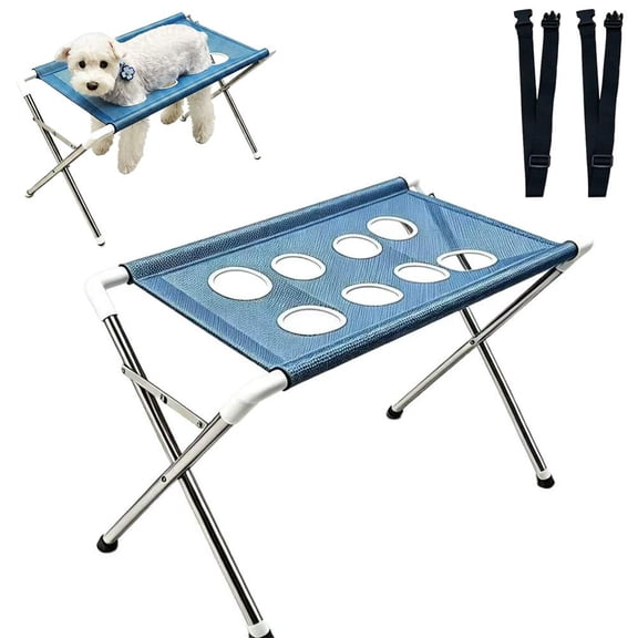 Foldable Pet Bathing Stand Pet, Hammock Stand with Stable Stainless Steel Frame & Quick-Dry Mesh Foldable for Trimming, Bathing, Brushing