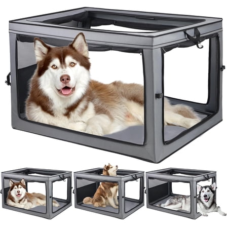 Foldable Pet Crate for Dogs & Cats, Portable Soft-Sided Kennel with Oxford Fabric, Lightweight & Easy to Carry, Travel & Indoor Use, Extra Large