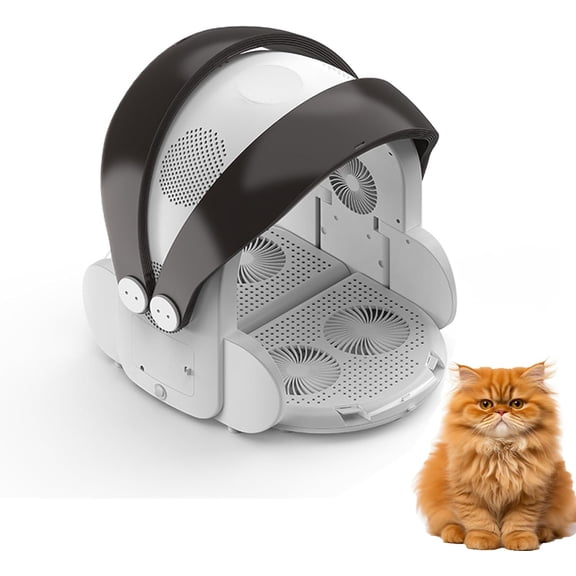 Foldable Pet Grooming Dryer with 8 High-Velocity Fans, Automatic Hair Dryer Box for Cats and Small Dogs, 360 Airflow, 4-Speed Adjustable Temp & Timer, 16 Gallons