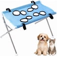 thumbnail image 1 of Foldable Pet Grooming Hammock with Stand for Small Dogs Cats, Breathable Mesh Grooming Sling Table for Nail Trimming, Bathing, Ear Cleaning, Restraint Helper Station,Blue, 1 of 7