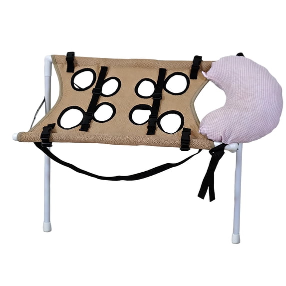Foldable Pet Grooming Sling Hammock with Head Rest Pillow, Detachable Metal Frame Multi Adjustable Straps Pet Bath Care Table for Home Pet Salon
