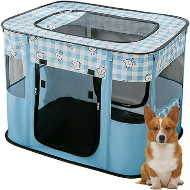 Foldable Pet Pen Dog Crate Portable Playpen for Dog Puppy Cats Top Removable Zipper Mesh Dog Cat Tent Kennel with Carrying bag