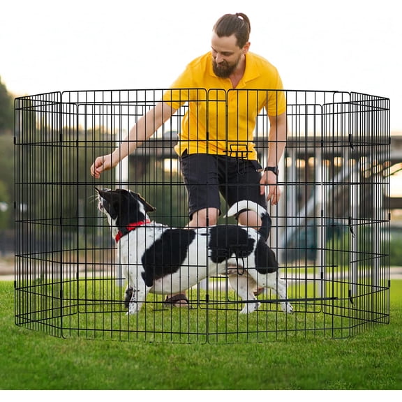 Foldable Pet Playpen 8 Panels 36 Inch Exercise Fence for Dogs and Small Animals Indoor Outdoor