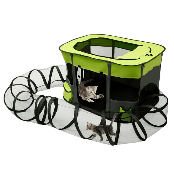 Foldable Pet Playpen with Carrying Bag Cat Dog Playpen,Portable Dog Cage soft Portable Exercise Kennel Tent,Puppy Pen Indoors/Outdoors Pet Tent Fence(90 * 60 * 70cm)