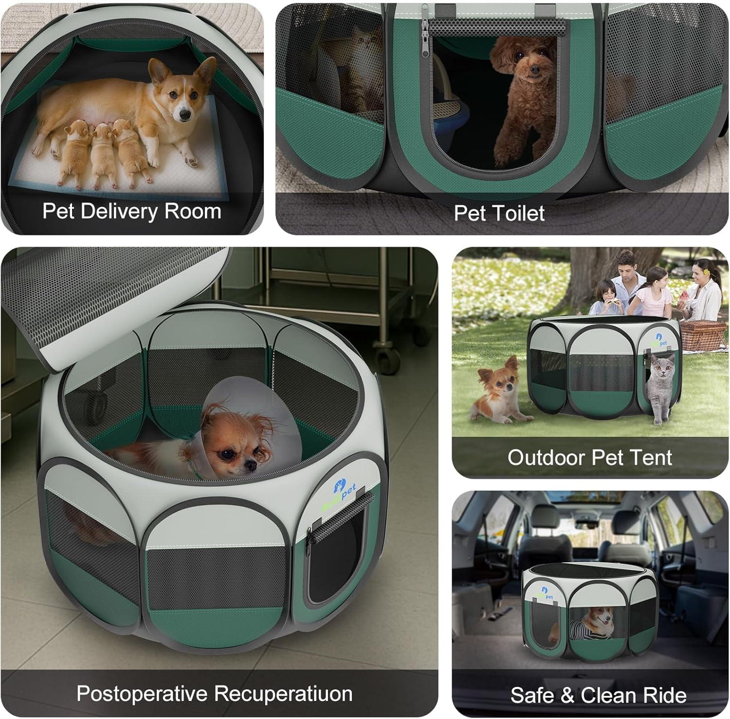 Foldable Pet Playpen for Small Dogs Cats Guinea  Rabbits Hamster with Carrying  & Bowl
