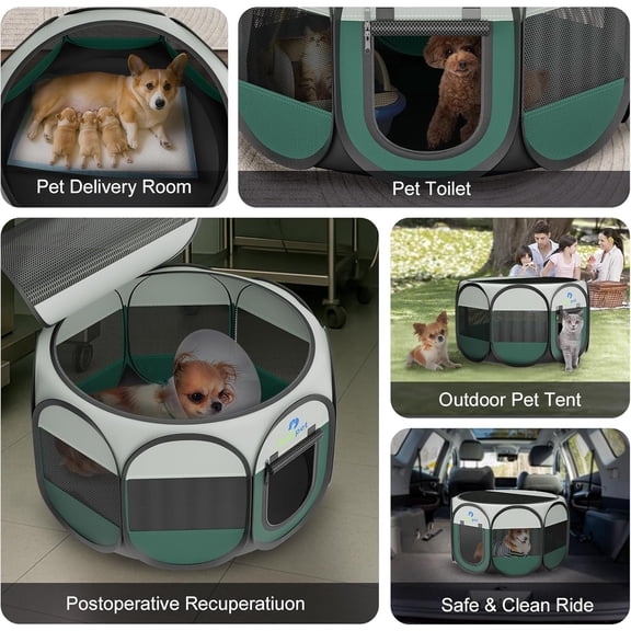 Foldable Pet Playpen for Small Dogs Cats Guinea  Rabbits Hamster with Carrying  & Bowl