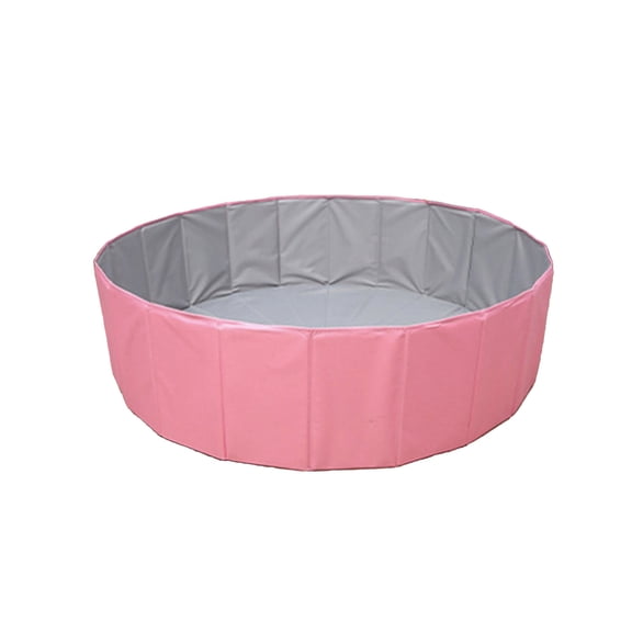 Foldable Pet Pool, Portable Ball Pit Tub, Thickened PVC Kiddie Splash Pad for Dogs Cats, Collapsible Doggy Swimming Pool, Outdoor Bathing Tub for Pets, Pink