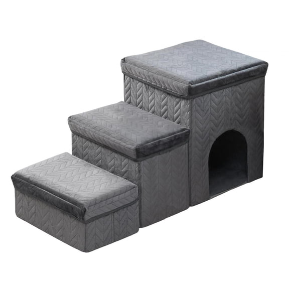 Foldable Pet Stairs Dog Stairs Multipurpose Comfortable Indoor Non Slip Couch Portable Pet Supplies Wear Resistant Cat Ladder 3 Step Stairs