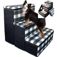 thumbnail image 1 of Foldable Pet Steps with Storage - Padded 3-Step Fold Away Pet Stairs for Dogs Cats, Upholstered Dog Toy Box Staircase, 1 of 2