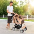 thumbnail image 1 of Foldable Pet Stroller 4-Wheel Cat Dog Travel Carrier w/ Storage Basket, 1 of 6
