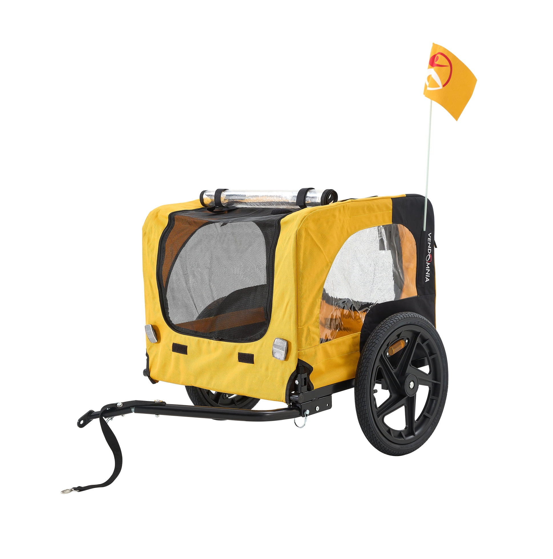 Foldable Pet Stroller Dog Carriers Bicycle Trailer with Canopy and Mesh Pet Dog Bike Trailer with Non Slip Floor and Internal Leash for Small Medium Dogs Cats 45.7 L 22.8 W 27.6 H