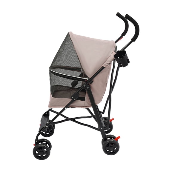 Foldable Pet Stroller with Wheels, Portable Pet Travel Carrier for Small Dogs Cats, Pet Storage Basket, Foldable Dog Cat Stroller, Max up to 22lbs (Pink)