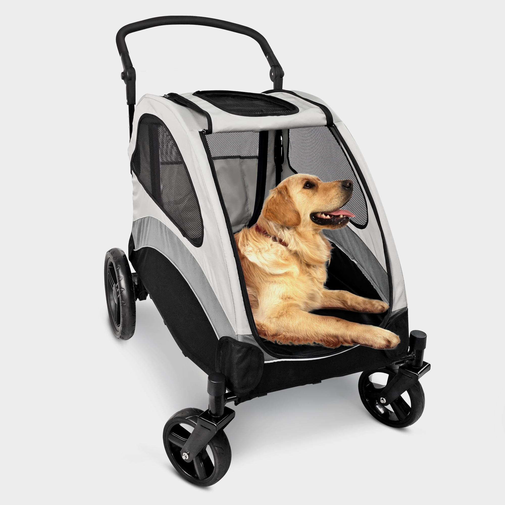 Modern Pet Stroller Lightweight Folding For Animals Cats Dogs Cart 4-wheel  Cart Breathable Outdoor Travel Walk Trolley