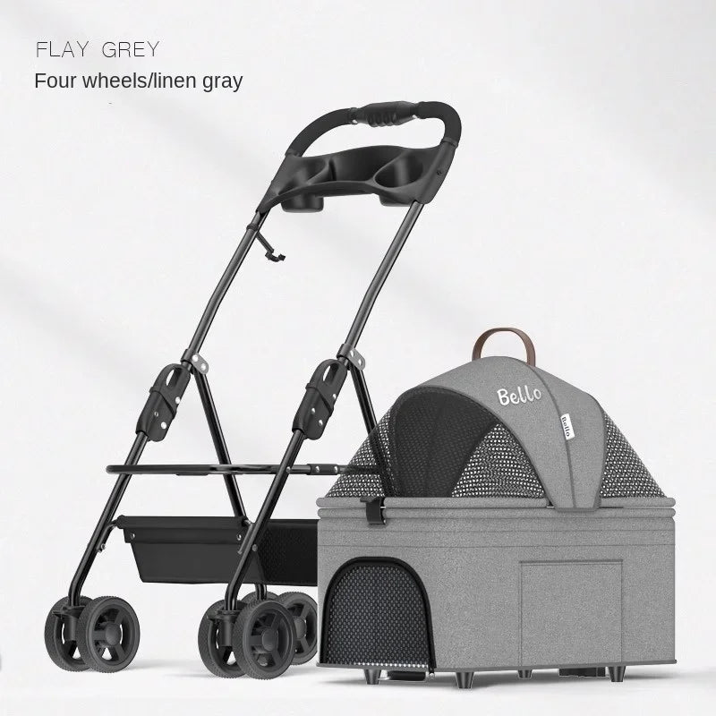 Foldable Pet Stroller for Outdoor Activities, Separable Dog Carrier