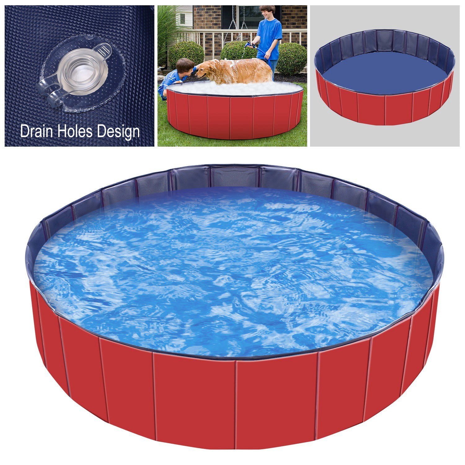 Foldable Pet Swimming Pool, PVC Kiddie Baby Dog Swim Pool Bathing Tub Playmat Kids Pools