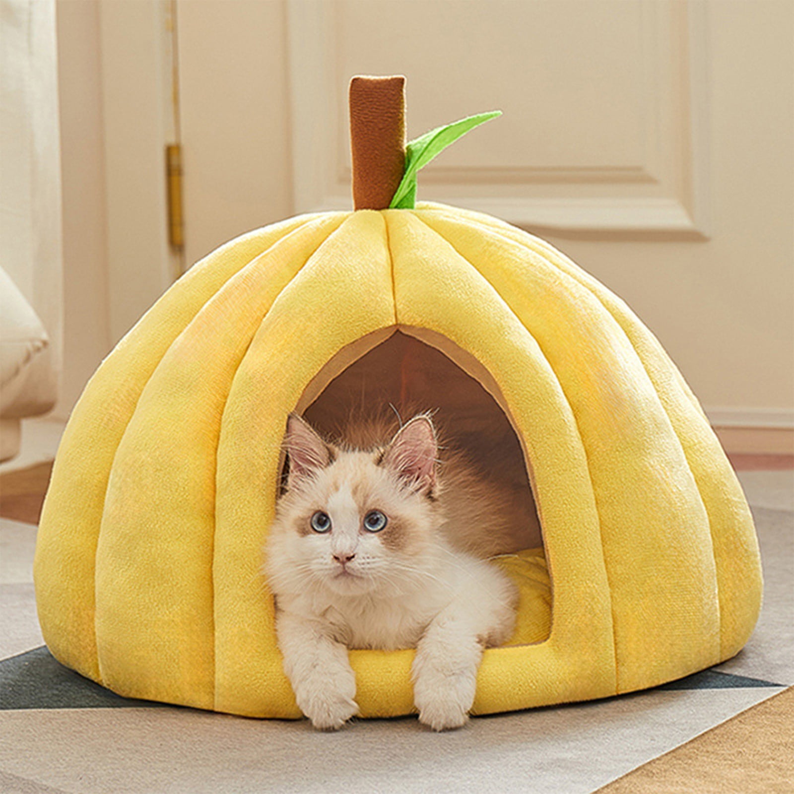 Foldable Pet Tent House, 16"x16"x12" Warm Nest for Cats & Small Dogs, Soft Portable Indoor/Outdoor Bed, Removable Roof, Non-Slip Bottom, Easy-Carry Travel Crate for Kittens Puppies