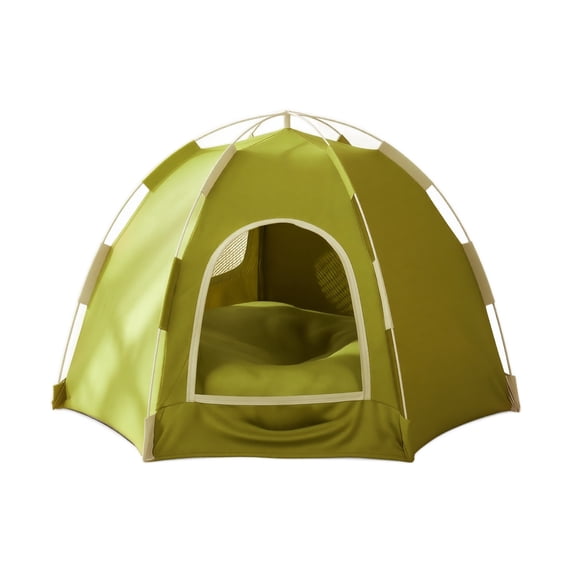Foldable Pet Tent House for Cats Dogs, Indoor Dome Shelter with Removable Washable Cushion, Cozy Four Seasons Hideaway for Living Room Balcony (Green)