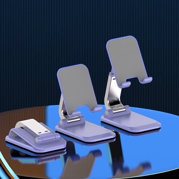 Foldable Phone Stand Desk Height Adjustable, Aluminum Alloy Portable Cellphone Holder, 360 Degree Rotatable Tablet Cradle, 4-8 Inch Universal Office Home Travel Stand