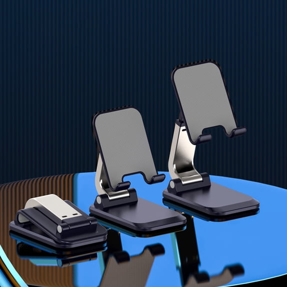 Foldable Phone Stand Desk Height Adjustable, Aluminum Alloy Portable Cellphone Holder, 360 Degree Rotatable Tablet Cradle, 4-8 Inch Universal Office Home Travel Stand