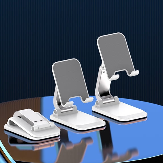 Foldable Phone Stand Desk Height Adjustable, Aluminum Alloy Portable Cellphone Holder, 360 Degree Rotatable Tablet Cradle, 4-8 Inch Universal Office Home Travel Stand