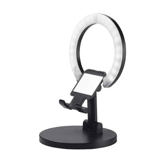 Foldable Phone Stand with Ring Light - Black