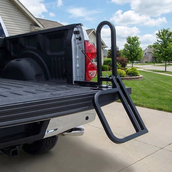 Foldable Pickup Truck Tailgate One-Step Ladder Universal Fit 300 LBS Load Capacity Truck Bed Step with Handrail Black