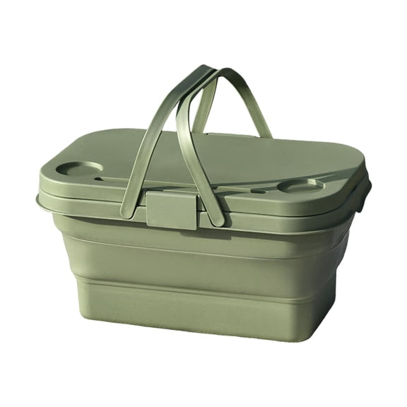 Foldable Picnic Basket with Built-in Table - 17Qt Collapsible Storage Organizer for Camping, Travel & Home | Leak-Proof, Multi-Functional Design Gift Ready for Holidays