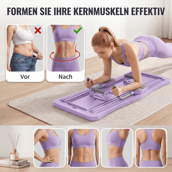 Foldable Pilates Reformer Board 4-in-1 Home Workout Sliding Exercise Platform