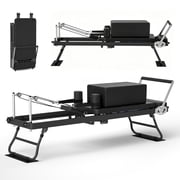 Foldable Pilates Reformer with Box for Home Use   Full Metal Frame Pilates Machine with Multi-Color Adjustable Resistance Bands, Space-Saving Foldable Reformer for Core Strength & Full Body Workout